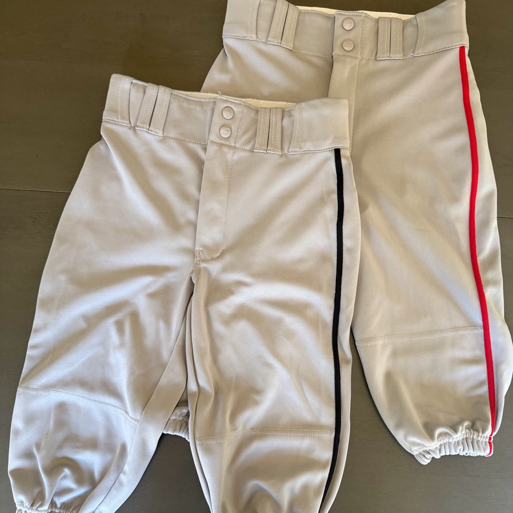 Champro Gray Baseball Pants with Piping - Set of 2 - Youth Large - EUC